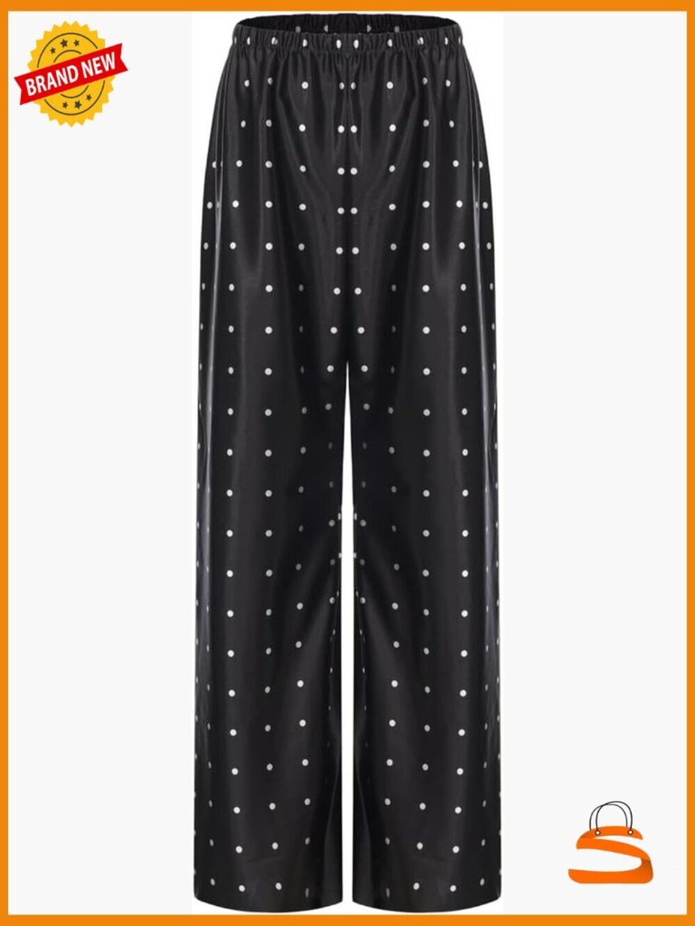 Satin Wide Leg Dress Pants Elastic High Waisted Flowy Palazzo Trousers